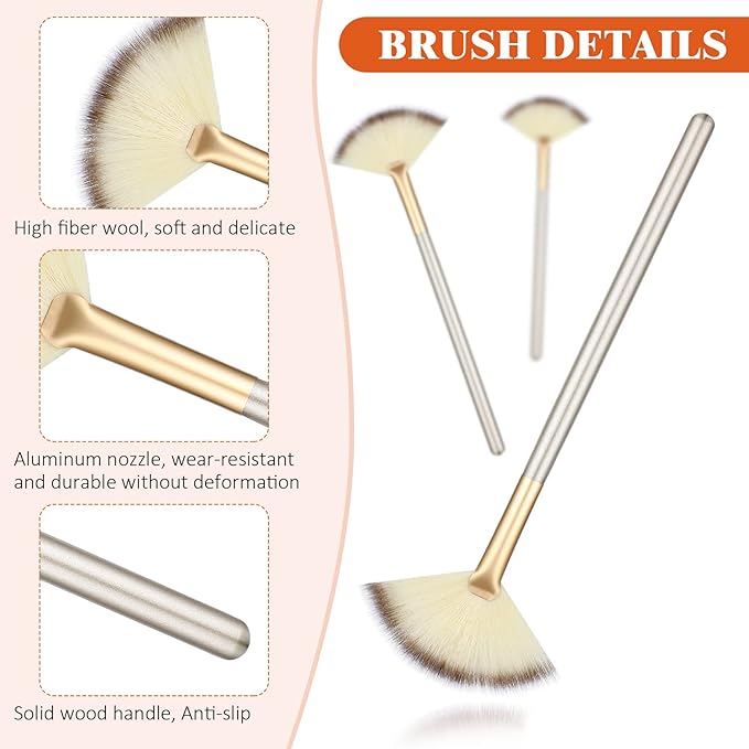9 Pieces Facial Fan Mask Brushes, Soft Facial Applicator Brushes Tools for Peel Glycolic Makeup for Mud Cream(Champagne, Purple, Black)