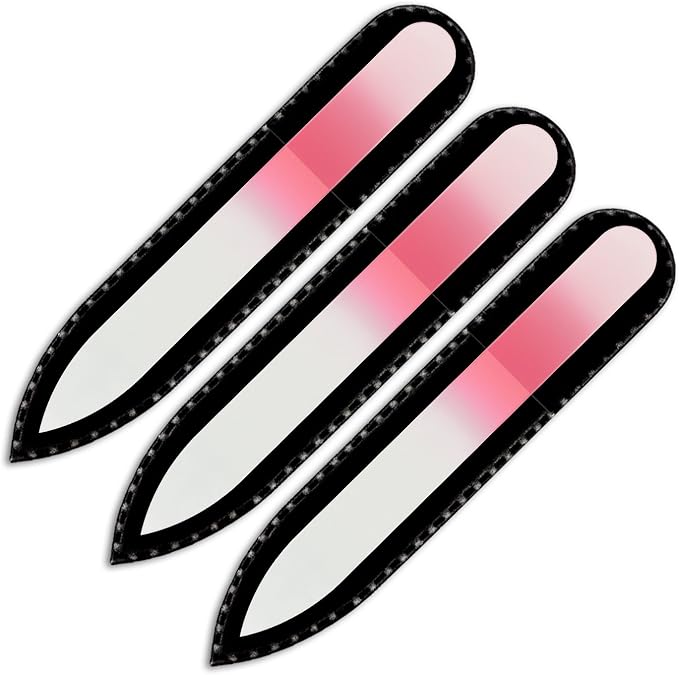Mont Bleu Rainbow Crystal Nail File in Black Pouch - Small - Purse Size - Czech Tempered Glass - Handmade in Czech Republic - Glass Fingernail File for Manicure Nail Care