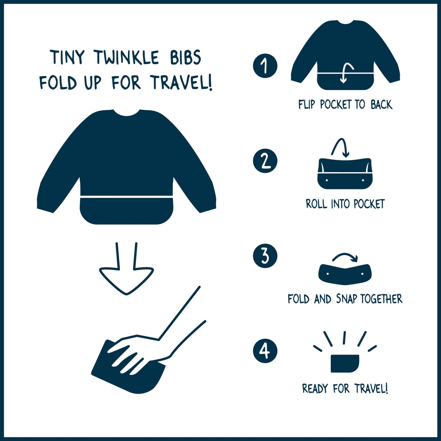 Tiny Twinkle Long Sleeve Bib for Babies & Toddlers | 2-Pack Waterproof Smock Bib for Eating | Machine Washable & Mess-Proof Feeding Essentials | Newborn Shower Gift (Grey Indigo,6–24M)