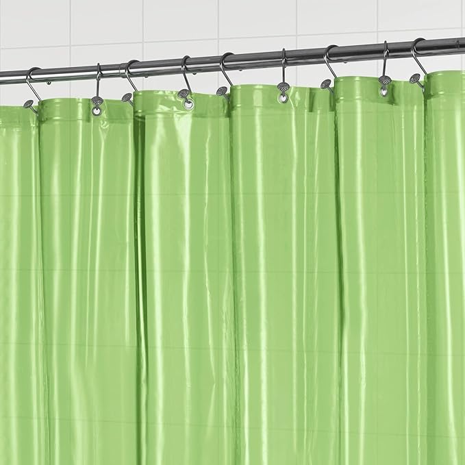 Barossa Design Clear Green Long Shower Curtain Liner 78" Height - 3 Magnets & Waterproof Lightweight PEVA Shower Liner for Bath Tub, PVC Free, Metal Grommets, Clear Green, 72x78
