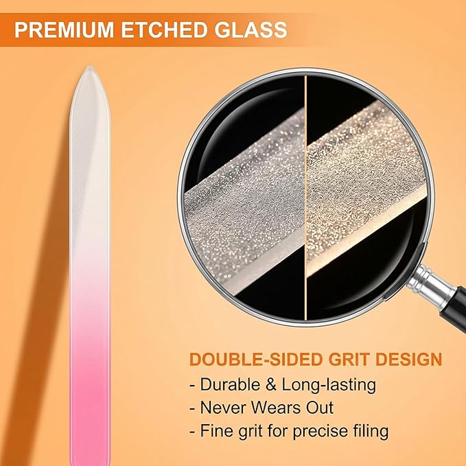 24 Pcs Crystal Glass Nail File with Case, Double Sided Nail Files for Natural Nails, Professional Fingernail Files Set for Women Manicure Gifts Natural and Acrylic Nail Care