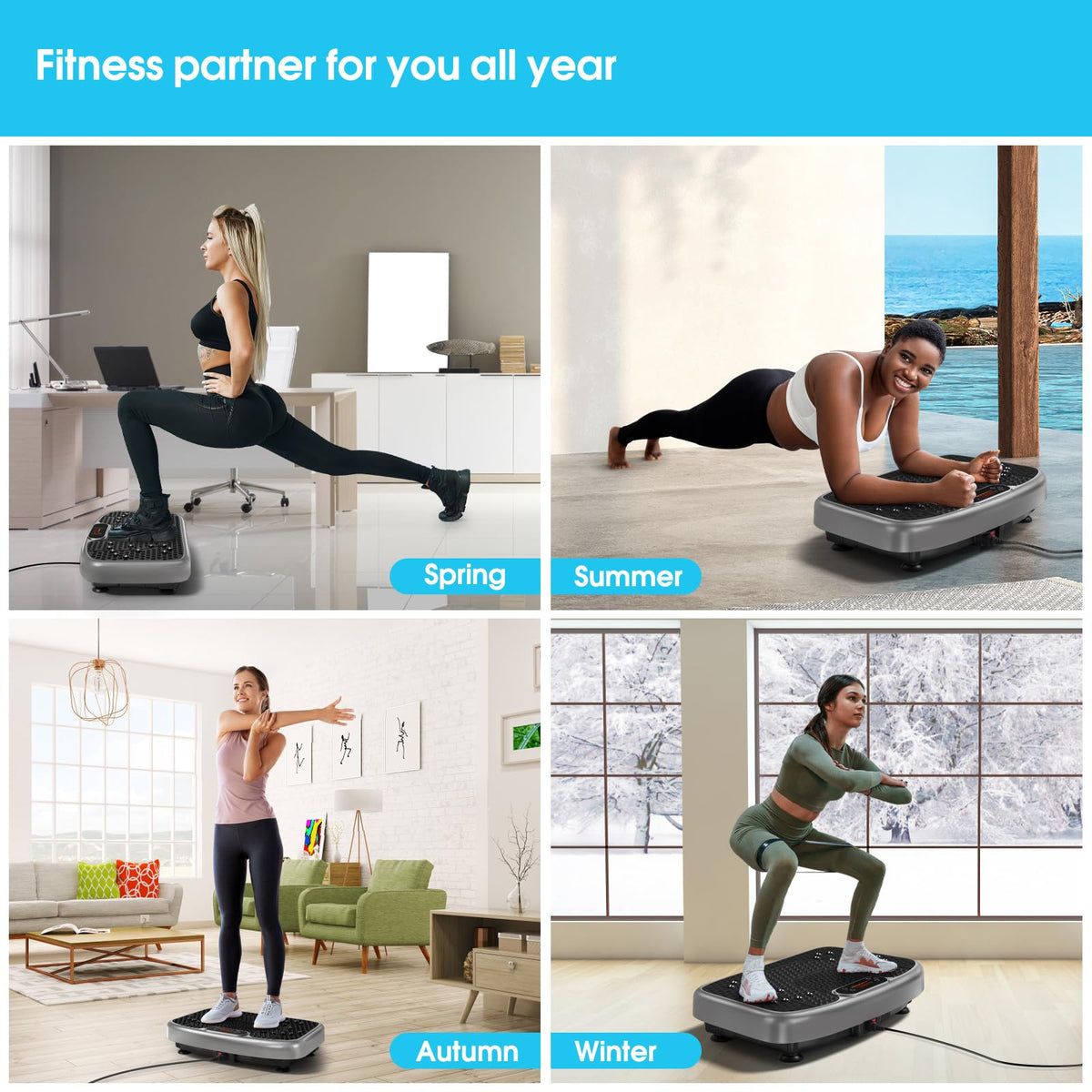 SoftGym Vibration Plate Exercise Machine for Lymphatic Drainage Weight Loss,120 Speed Levels Vibrating Platform with Resistance Bands,Full-Body Workout Equipment for Muscle Toning