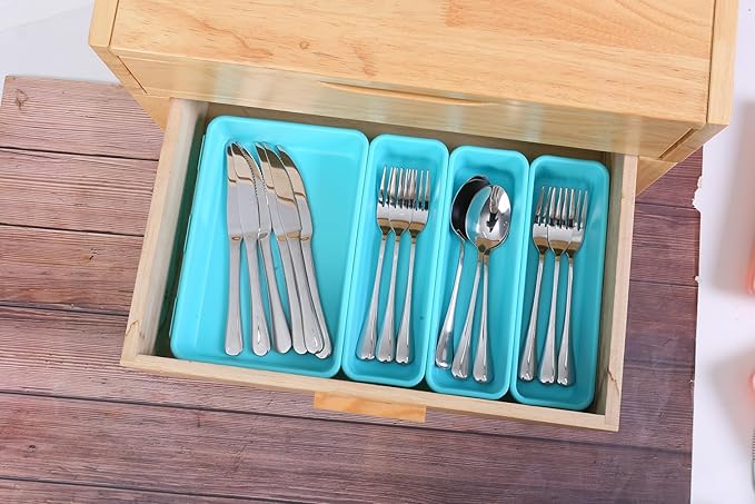 Kutesna 15 PCS Interlocking Desk Drawer Organizer Separator for Office,Bathroom,Kitchen,MakeupÃ¯Â¼ÂBlue&GreenÃ¯Â¼Â