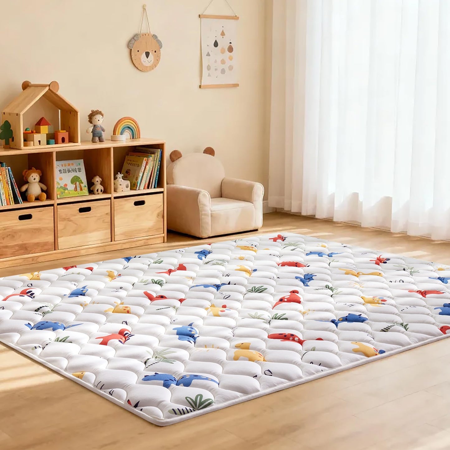 Odorless Premium Foam Baby Play Mat 50" x 50", Soft Microfiber Fabric Crawling Mat for Floor- Comfortable and Hypoallergenic, Non-Slip Cushioned Floor Playpen mat for Infants,Babies,Toddlers