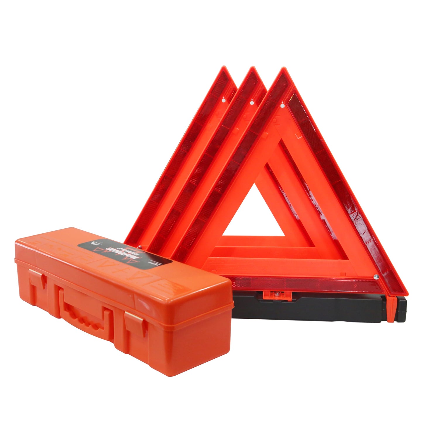 WORKKOOL 3 Pack Foldable Warning Reflective Triangles with Carrying Case, Heavy Base Roadside Triangles for Vehicles Breakdown, Safty Reflector DOT Approved(Sand Filled)…