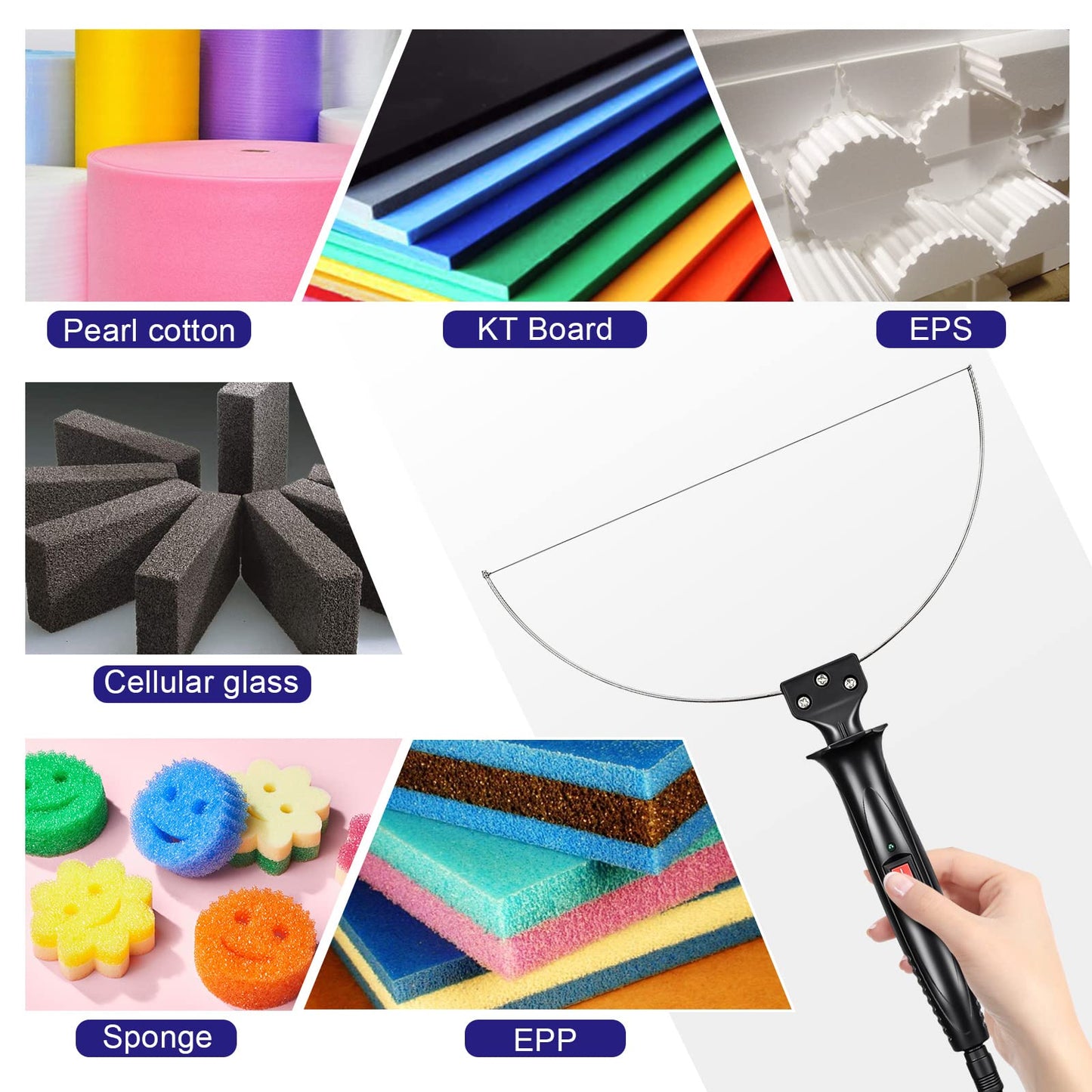 GOCHANGE 3 in 1 Foam Cutter Electric Styrofoam Cutting Tool, 100-240V / 18W Hot Knife Cutting Tool Foam with Electronic Adaptor for Small Cutting Project, DIY Craft, Foam Carving