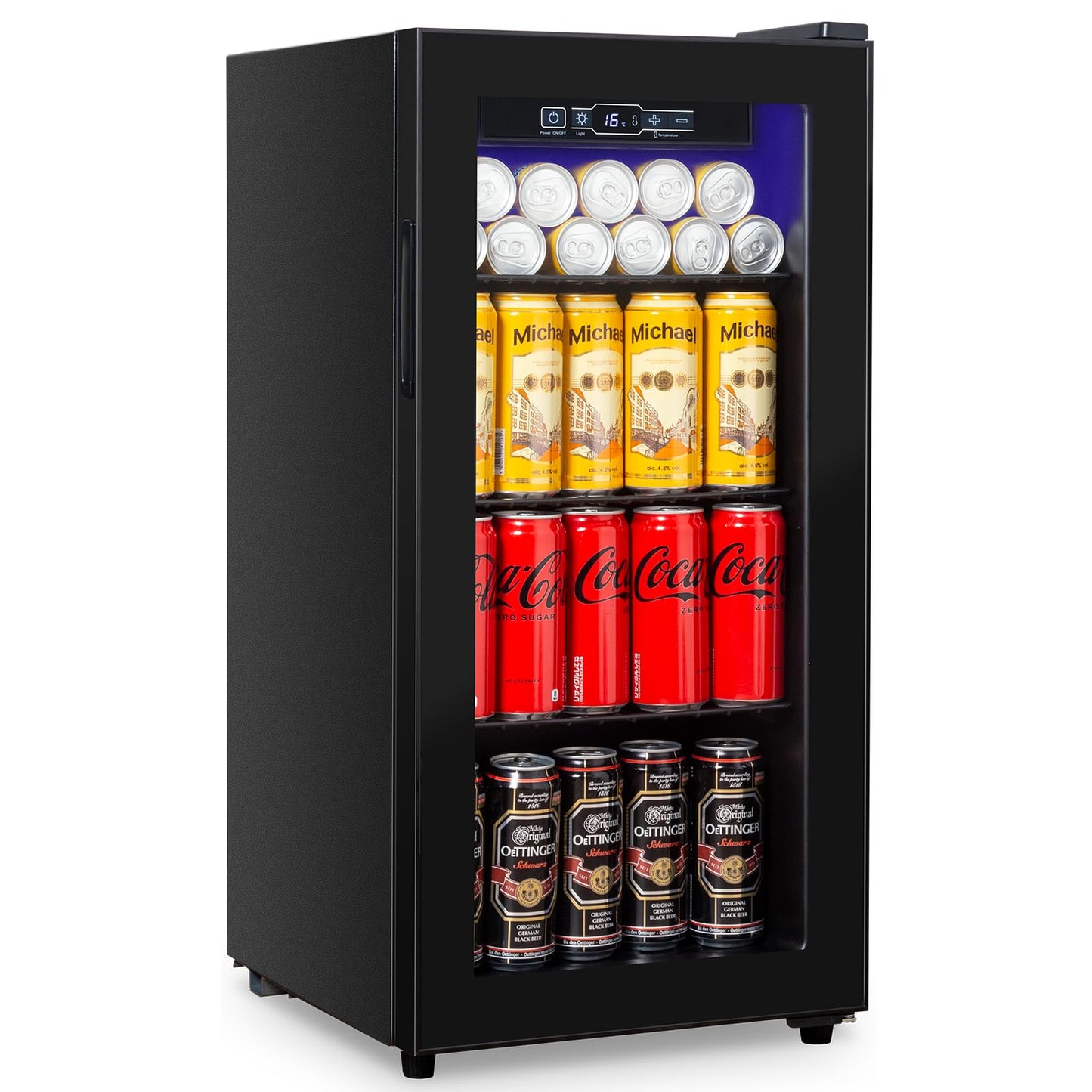 Cucina Magica 4.8 Cu.Ft Beverage Refrigerator, 155 Can Mini Fridge with Freeze with Glass Door, Adjustable Shelves, Drink Fridge, Suitable for Soda, Beer, Essential for Home/Bar