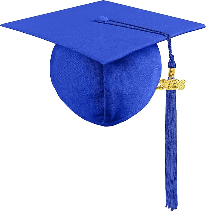 Graduation Cap with 2026 Tassel Year Charm Black Graduation Cap for High School & Bachelor