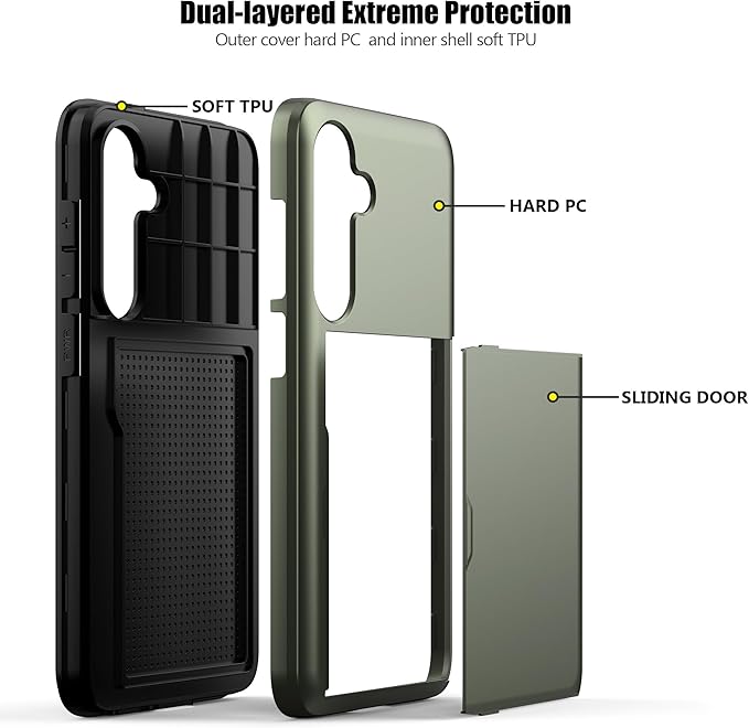 Nvollnoe for Samsung S25 Plus Case with Card Holder Dual Layer Heavy Duty Protective Case Hidden Card Slot Slim Wallet Cover for Samsung S25 Plus 6.7''(Green)