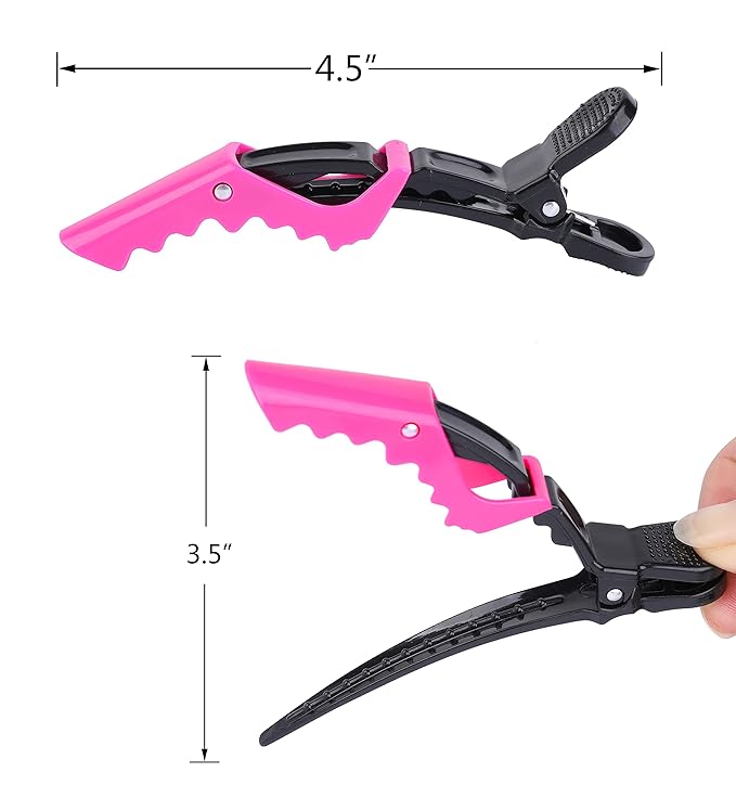 HH&LL Hair Clips for Women - Wide Teeth & Double-Hinged Design Alligator Styling Sectioning Clips of Professional Hair Salon Quality 10Pack (Rose Red)