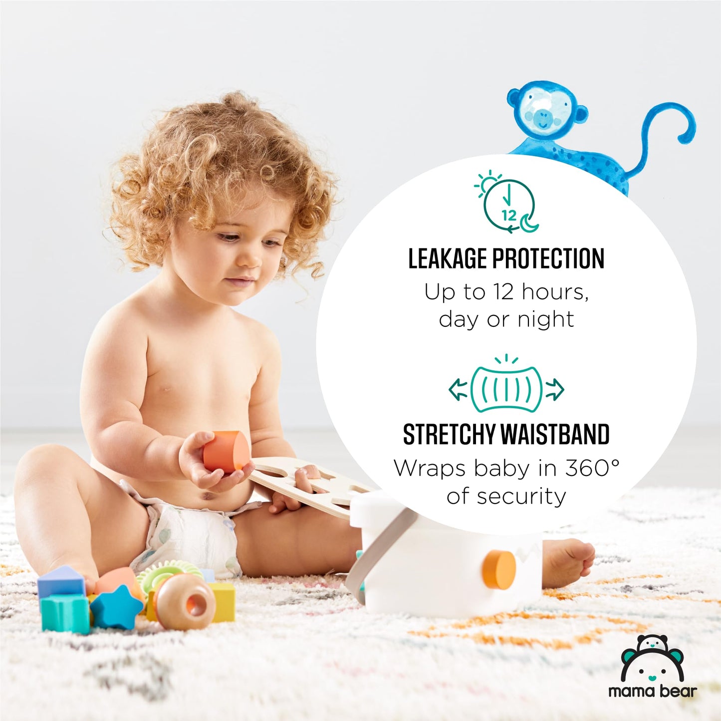 Amazon Brand - Mama Bear Gentle Touch Diapers, Size 7, 80 Count (4 packs of 20)