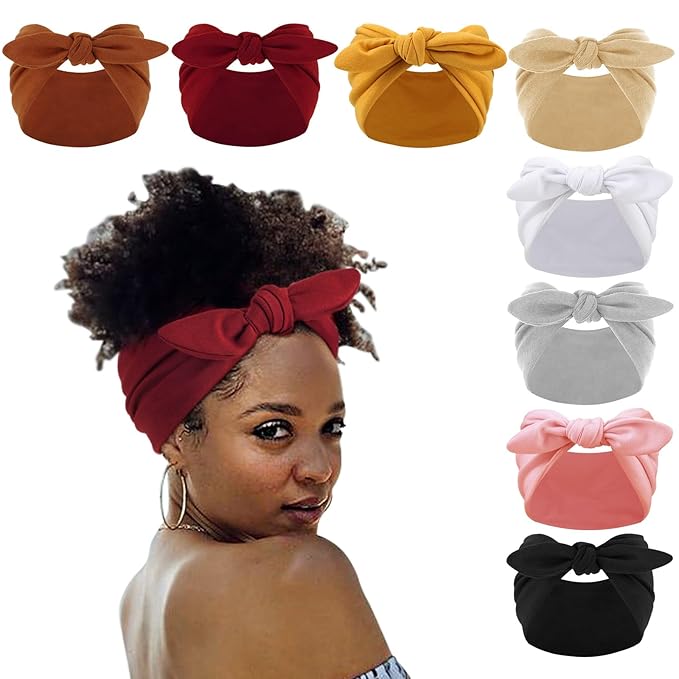DRESHOW 8 Pack Bow Headbands of Solid Color for WomenÃ¢ÂÂs Hair Non Slip Wide Vintage Head Wraps Knotted Cute Hair Band Accessories
