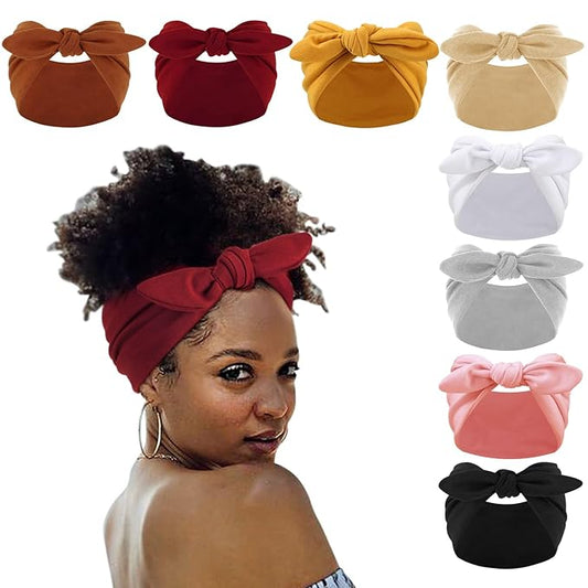 DRESHOW 8 Pack Bow Headbands of Solid Color for WomenÃ¢ÂÂs Hair Non Slip Wide Vintage Head Wraps Knotted Cute Hair Band Accessories