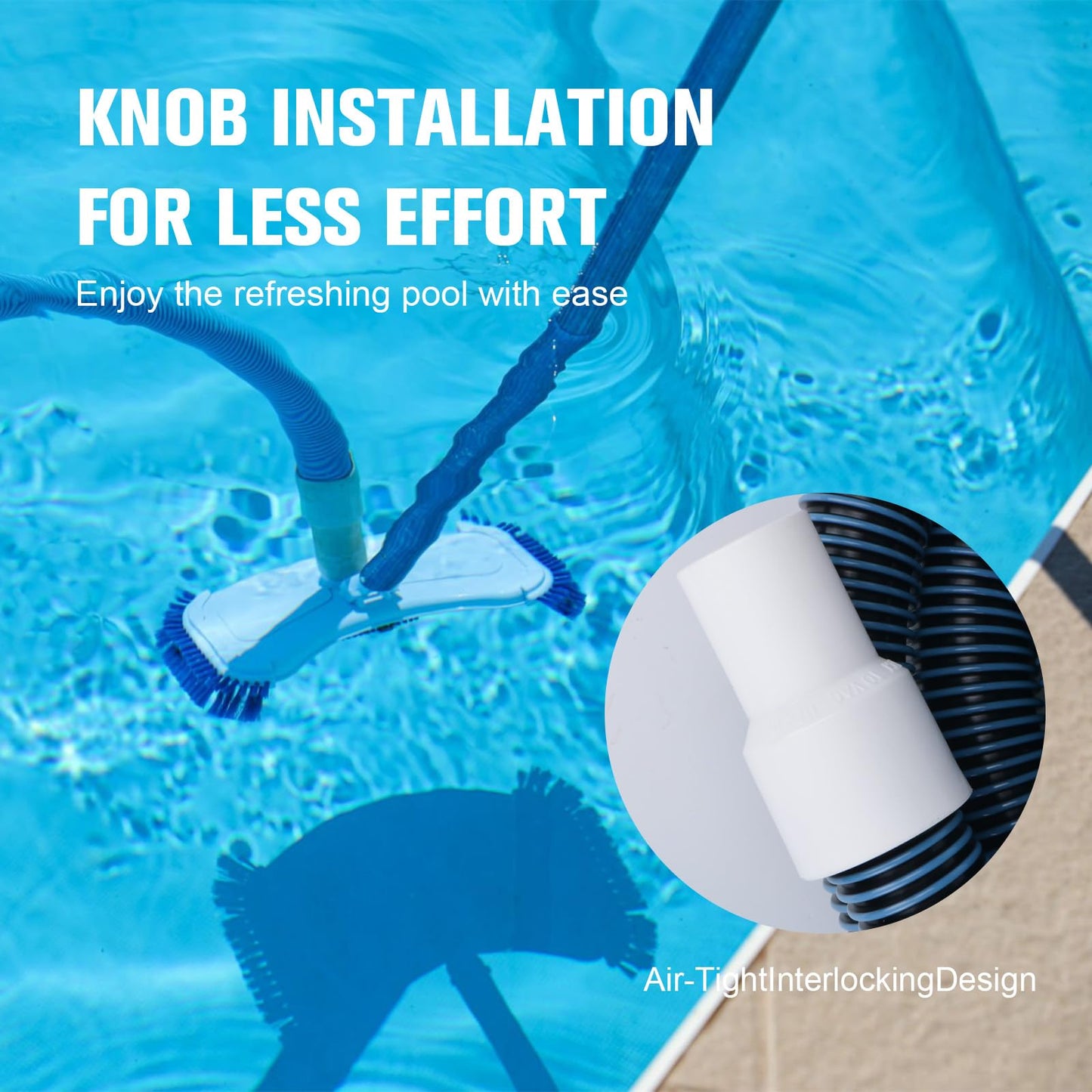 Pool Vacuum Hose With Swivel Cuff 1-1/2" Diameter 30FT Flexible Heavy Duty Pool Vacuum Cleaning Hose Perfect for Above&In Ground Swimming Pool
