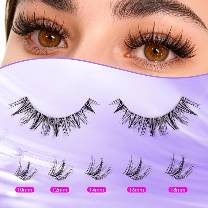 Ocean Pearl Lash Clusters Kit 154pcs,10-18mm manga/anime-inspired lashes clusters,spike-effect cluster lashes,Eyelashes,DIY Cluster Eyelash Extensions kit with lash bond+seal+remover+tweezers-M31+M34
