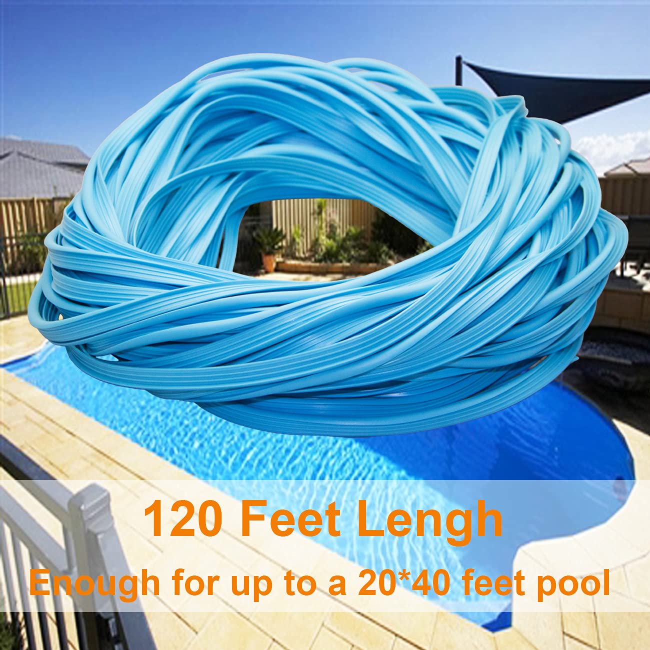 Roll Pool Bead Lock,Pool Liner Lock for Above-Ground & In-Ground Swimming Pool Beaded Liners Lock 120'ft,Blue