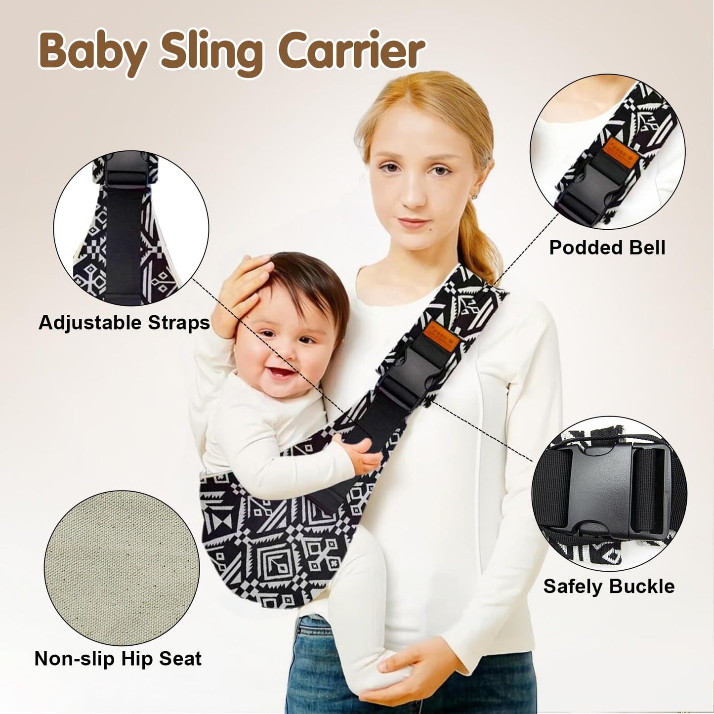 yemyig Baby Sling Carrier,Toddler Carrier, 2024 New Baby Carrier Newborn to Toddler,Portable Lightweight Non-Slip Hip Seat Carrier 10-30lbs(Black Sailboat)