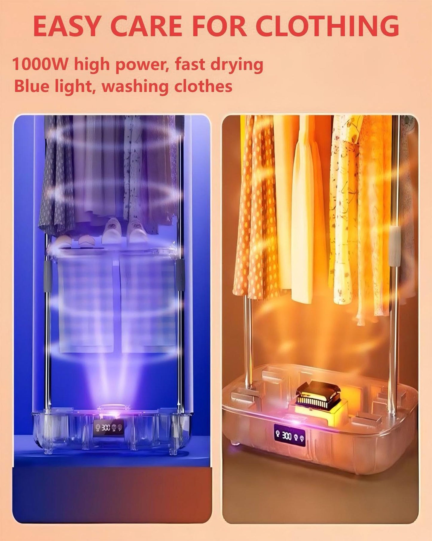 Aptovpvp Portable Dryer, Dry Clothes Machine，Mini Clothes Care Machine With Remote Control, Fast/Easy To Use/Small, Suitable For Small Spaces, Apartments, Rvs And Dormitories