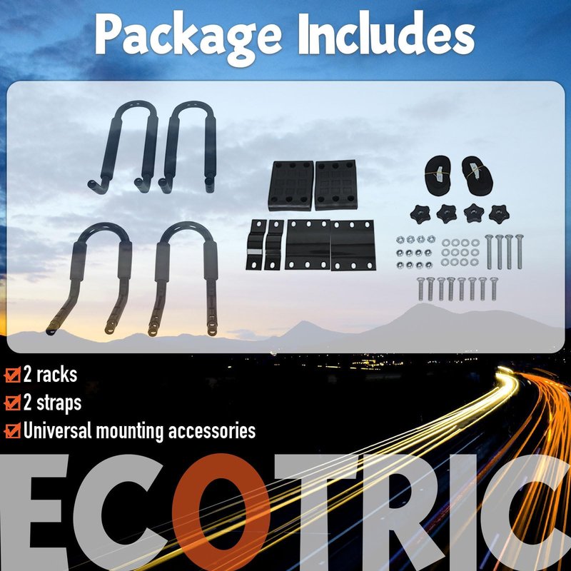 ECOTRIC Universal Kayak Roof Rack J-Bar Rack HD Kayak Carrier Holder Canoe Boat Surf Ski Board Roof Top Mounted on Crossbar for Car SUV Truck - Set of 2