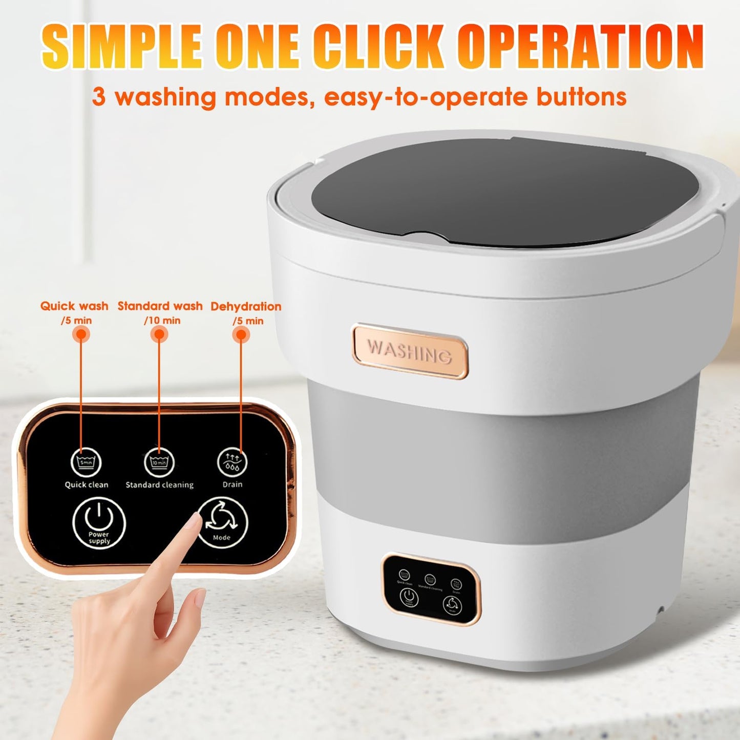 Portable Washing Machine,Mini Washer 16L Upgraded With Spin Basket 3 Modes Deep Cleaning for Underwear,Baby Clothes,Shirt,Small Delicates