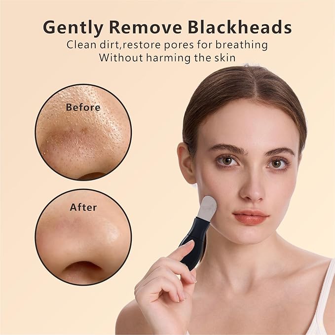 Face Washing Brushes,Nose Blackhead Removal Tools,3Pcs Pore Cleaning Brush, Skin Scrubber Face Spatula,Double-headed Blackhead Extractor Pimple Extractor,Face Scraper for Deep Cleansing (Black)