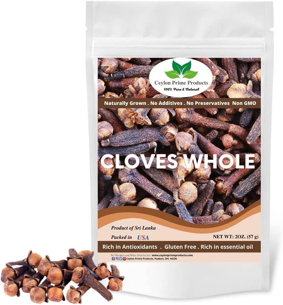 Cloves Whole (2oz) |Strong Aroma and Flavor | Cloves for Tea, Pomander Balls, Meats, and Pumpkin Spices | Naturally Grown & Hand Picked | Imported from Sri Lanka & Packed in USA
