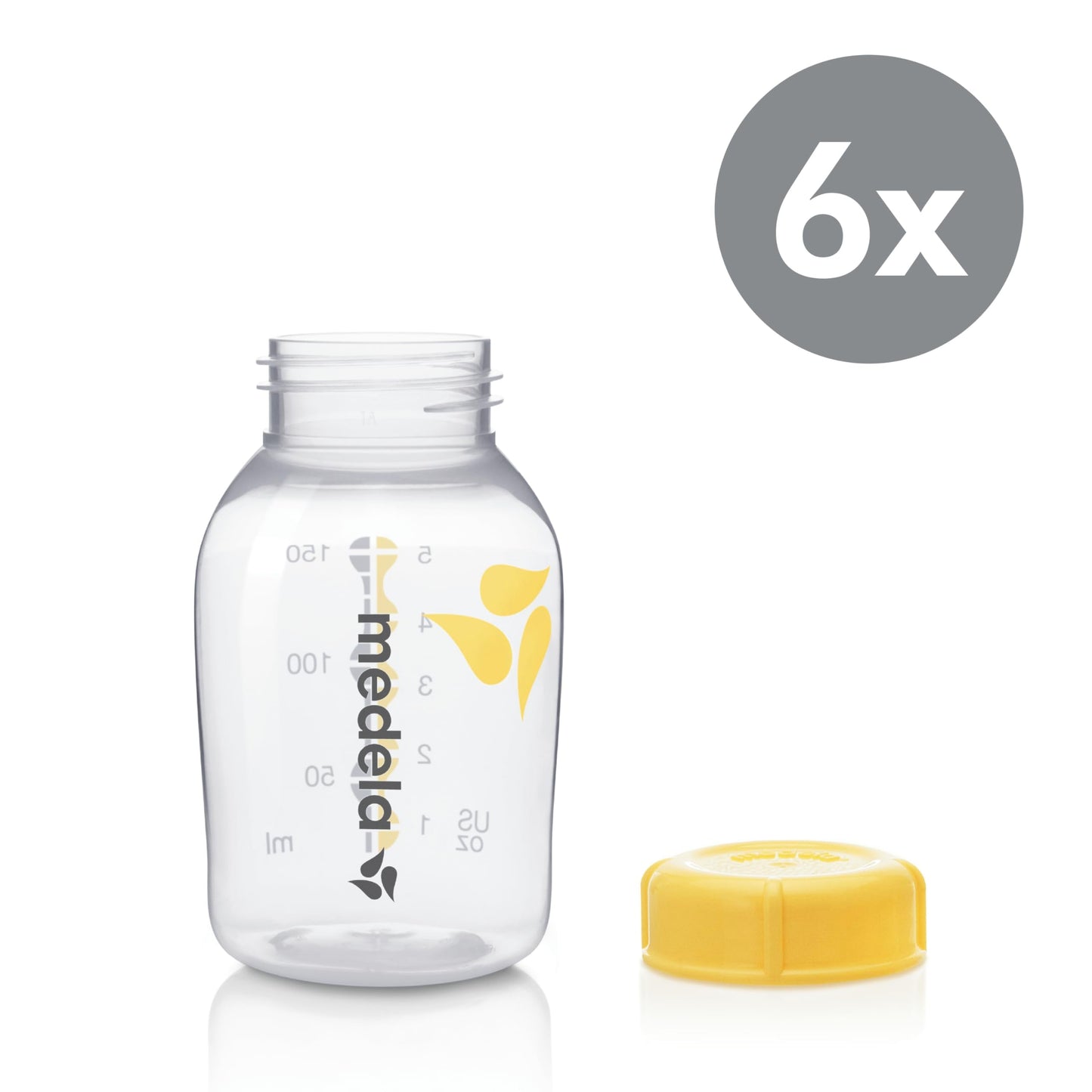 Medela Breast Milk Collection and Storage Bottles with Solid Lids - 6pk/5oz-150mL Breastmilk Container, Compatible Breast Pumps and Made Without BPA