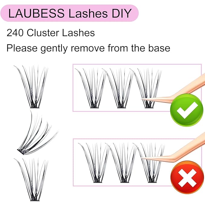 Cluster Lashes 240pcs 20D DIY Eyelash Extension D Curly Long Individual Lashes Mixed Tray Faux Mink Lash Clusters Extensions 0.07 0.10 Black (20D-0.07D-9-16mm)