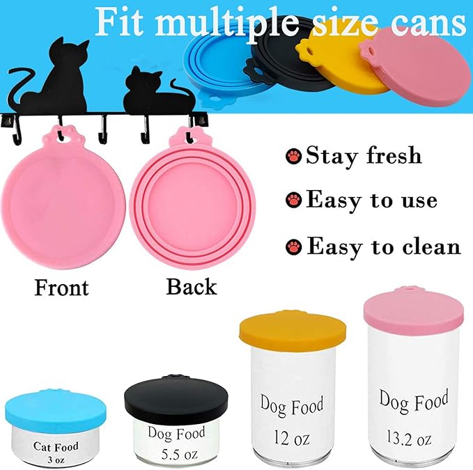 Food Can Covers/4 Pack/Universal BPA Free Silicone Dog Cat Tin Lids for Dog and Cat Food/Fits All Standard Size Can Tops for Pet Food Storage(Mix Color1)
