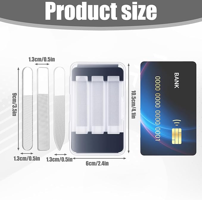 9pcs Glass Nail Files for Natural Nails Crystal Nano Glass Fingernail Files with Case Reusable Portable Nail File and Buffer Set Manicure Tools for Home Travel Women