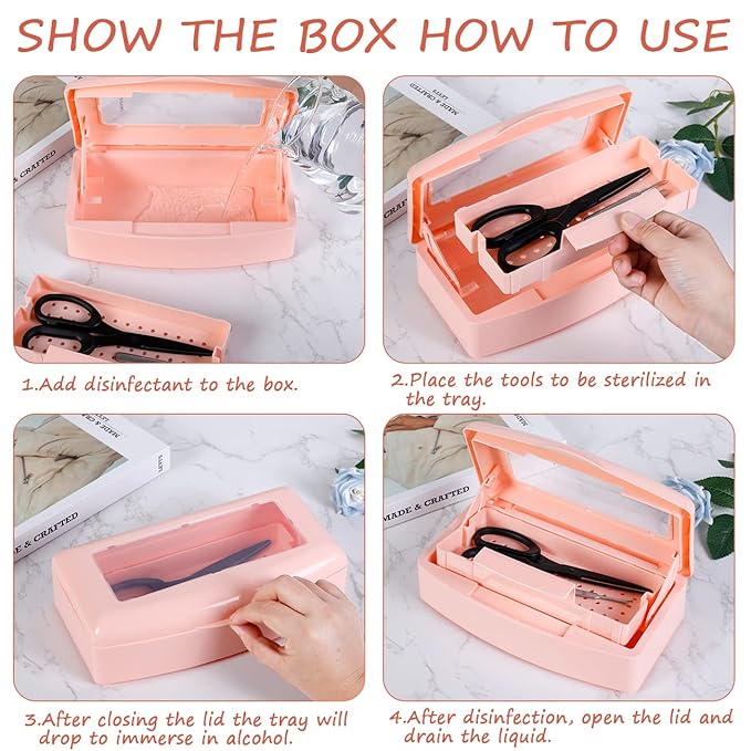 Gusnilo Sterilizer Box Nail Tool Disinfectant Jar Plastic Disinfectant Container Suitable for Nail Tools Hair Salons Beauty Centers and Manicure and Nail Equipment(Orange)