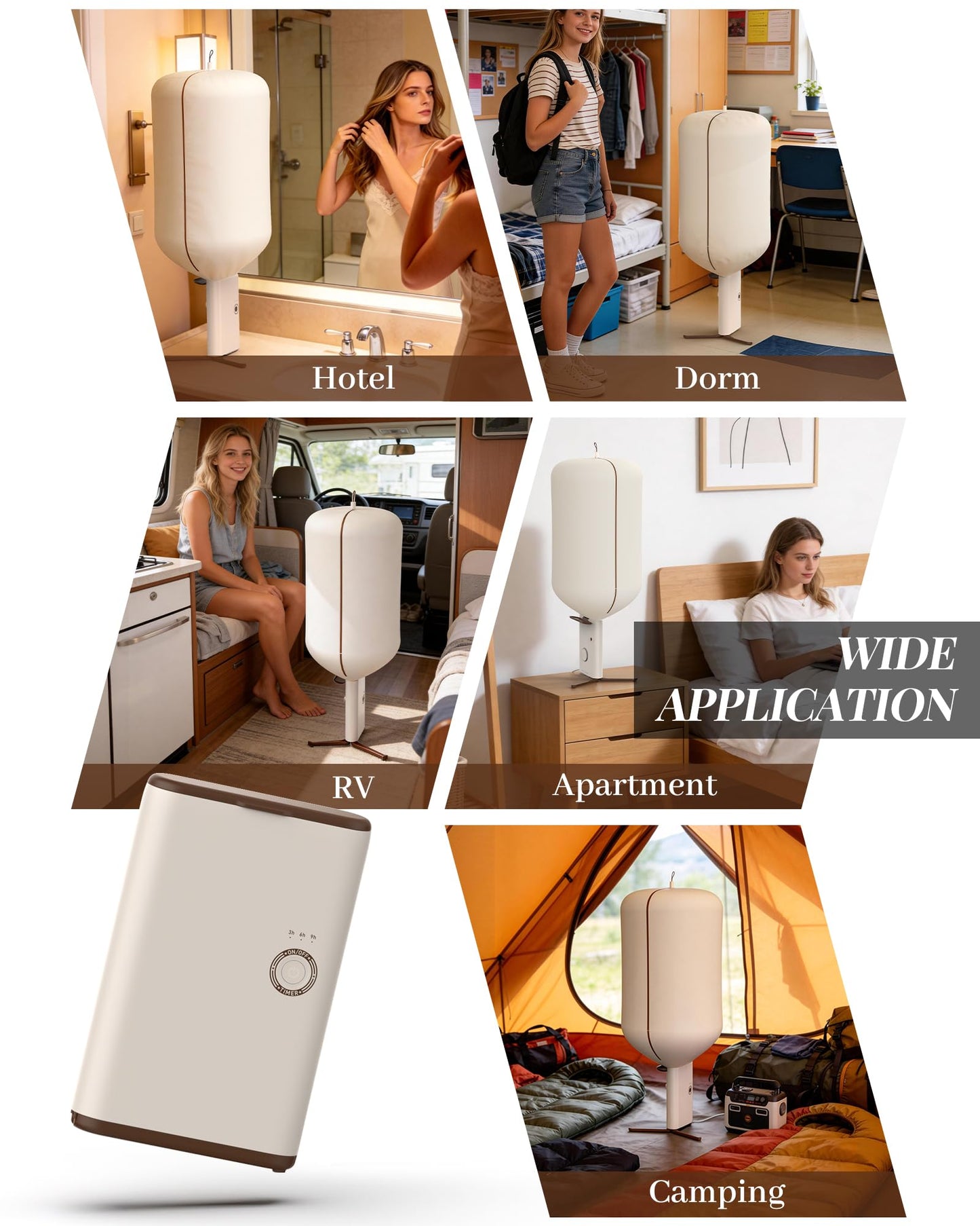 Zylo Portable Clothes Dryer, Secadora Portatil de Ropa with UV Care Light& Fragrance Disc, 3/6/9H Mode, High-Efficiency Foldable Mini Portable Dryer for Clothes Laundry Apartments RV Travel