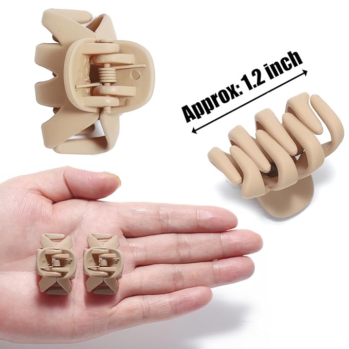 Cobahom 24 Pack Small Hair Claw Clips 1.2 Inch Matte Hair Clips for Thin Hair No-Slip Mini Hair Clips Hair Styling Accessories for Women and Girls (Matte Apricot)