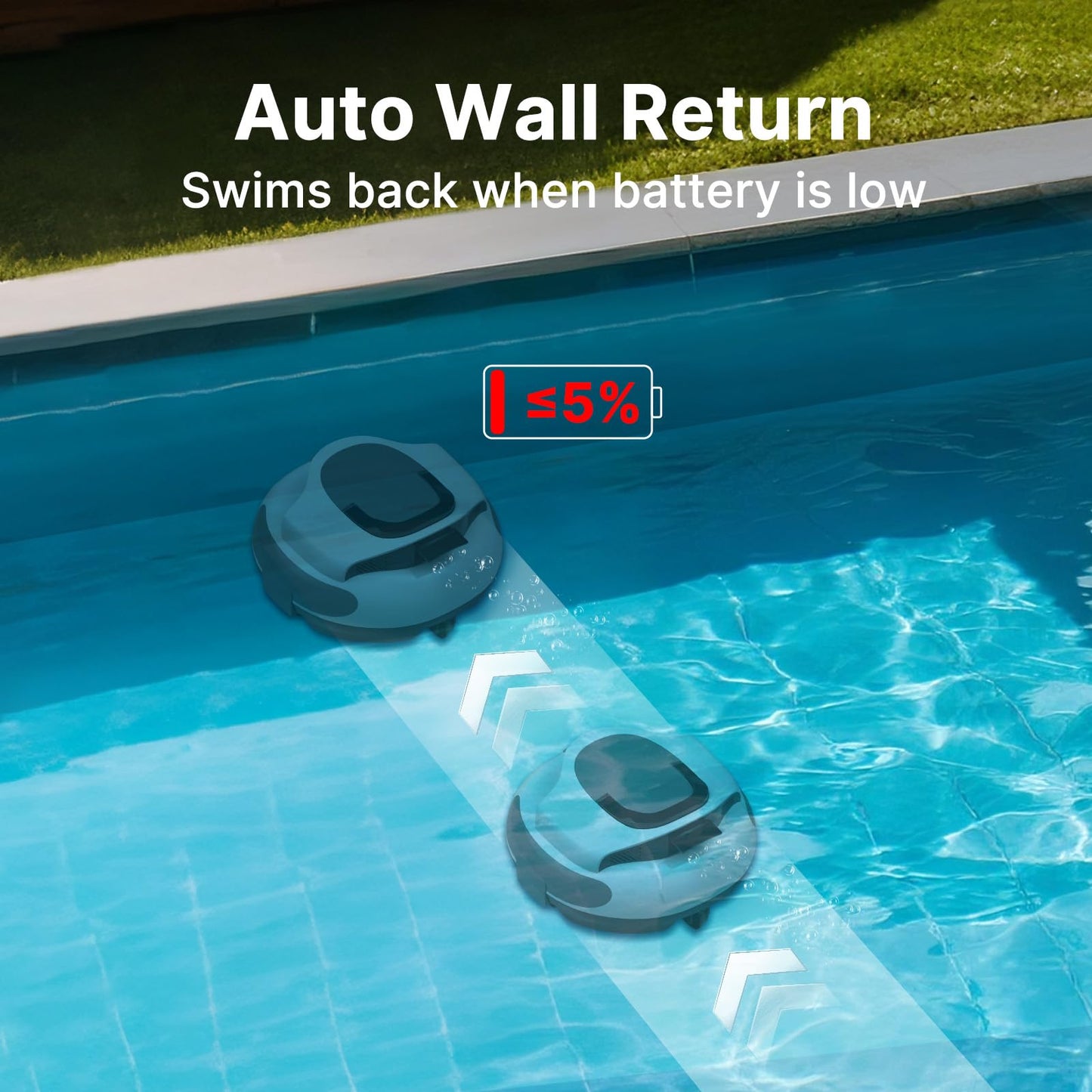 POOLPURE Pool Cleaner, 5000mAh Battery, 120 Minutes Runtime, 1000 Sq Ft Coverage, Automatic Cleaner