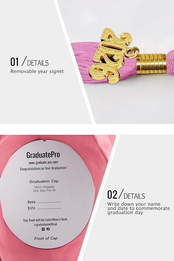 GraduatePro Matte Graduation Cap with 2026 Tassel for Adults High School and Bachelor Master 12 Colors
