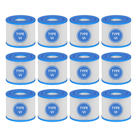 Nayoku Type Ⅵ Hot Tub Spa Filter Replacement Compatible with Lay-Z-Spa, Coleman SaluSpa 90352E 58323 90427E, Inflatable Hot Tub, Swimming Pool Pump Filter Type Ⅵ Cartridge, 12 Pack