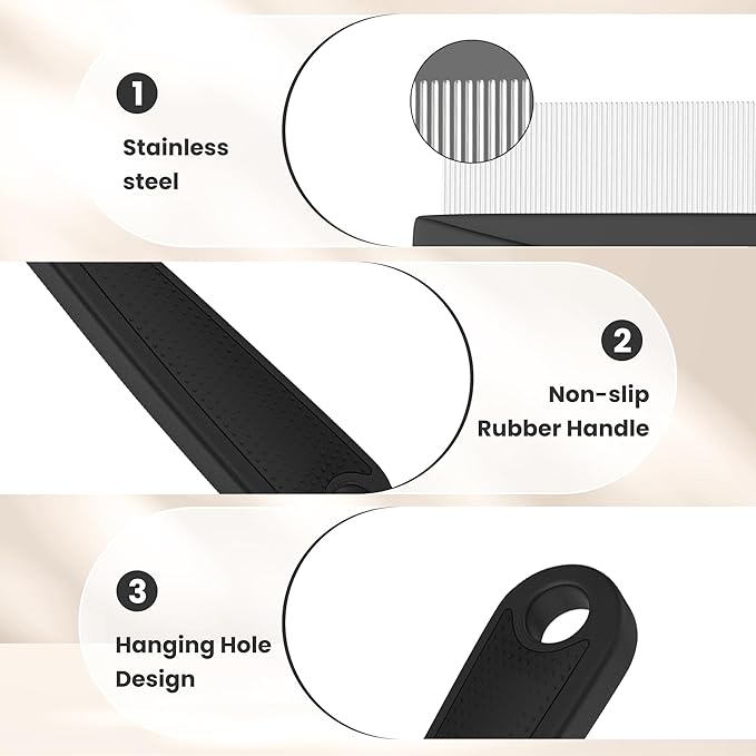 Dandruff Comb Stainless Steel Fine Tooth Dandruff Remover Scalp Comb Hair Comb for Kids and Adults(Black)