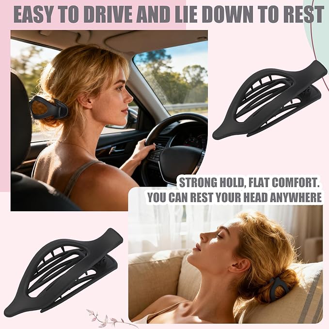 Flat Hair Clip 6 pcs Lay Down Claw Clips Hair Accessories for Women (Black)