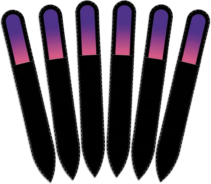 Mont Bleu Rainbow Crystal Nail File in Black Pouch - Czech Tempered Glass - Handmade in Bohemia (Czech Republic)