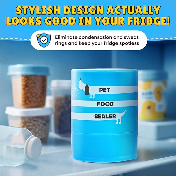 The Original Canned Dog Food Storage Container Patent Pending Reusable Airtight Can Cover Pet Food Sealer - Keeps Dog Food Can Fresh in the Fridge, Eliminates Odor, Easy to Use