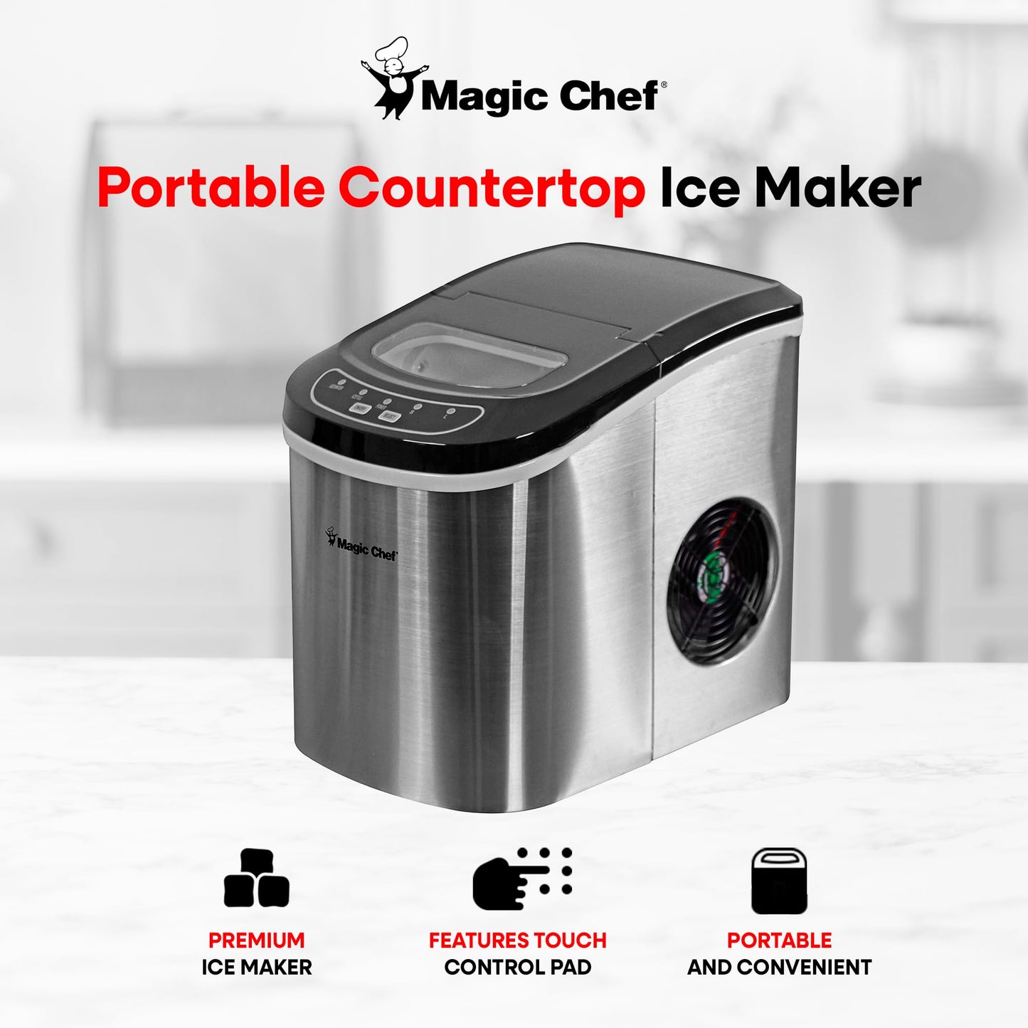 Magic Chef MCIM22ST 27 lb Ice Maker Stainless Steel