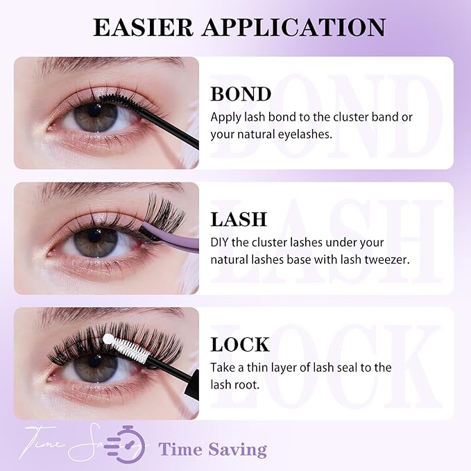 B&Q Lash Clusters B06 DIY Eyelash Extensions 72pcs Clusters Lashes C D Curl Wispy Volume Lashes Individual Cluster DIY at Home (B06,D-8-16MIX)