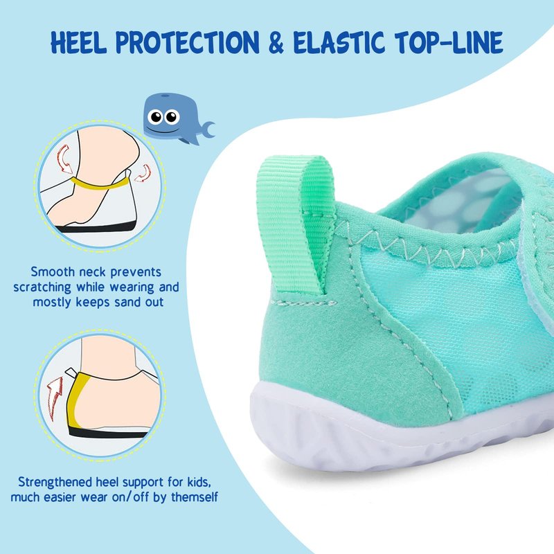 LeIsfIt Boys Girls Water Shoes Kids Aqua Socks Toddler Quick-Dry Swimming Shoes Non-Slip Summer Shoe for Beach Pool Surf, Pink Green, 8 Toddler