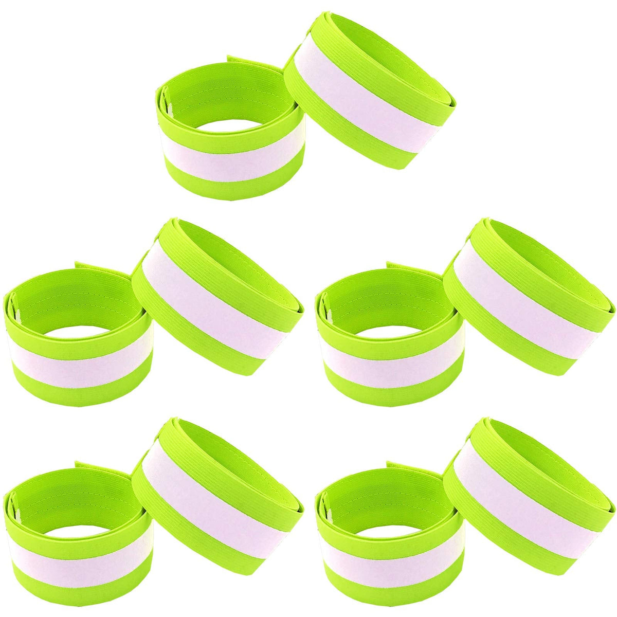 Reflective Slap Bands for Arm, Wrist, Ankle, Leg. Reflector Bands. High Visibility Reflective Running Gear for Women and Men Cycling Walking Bike (10 Green)