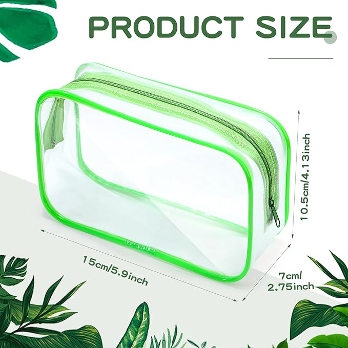 Weewooday 12 Pieces Clear Makeup Bags Cosmetic Storage Bags PVC Zipper Pouches Travel Waterproof Makeup Plastic Case for Women Organizing Toiletries Traveling Bathroom(Small,Green)