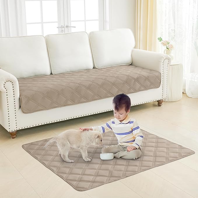 Smiry Waterproof Dog Bed Cover Blanket 30x53, Soft Reversible Pet Blanket, Washable Leakproof Cats Dogs Couch Cover for Sofa, Couch, Furniture, Taupe/Taupe