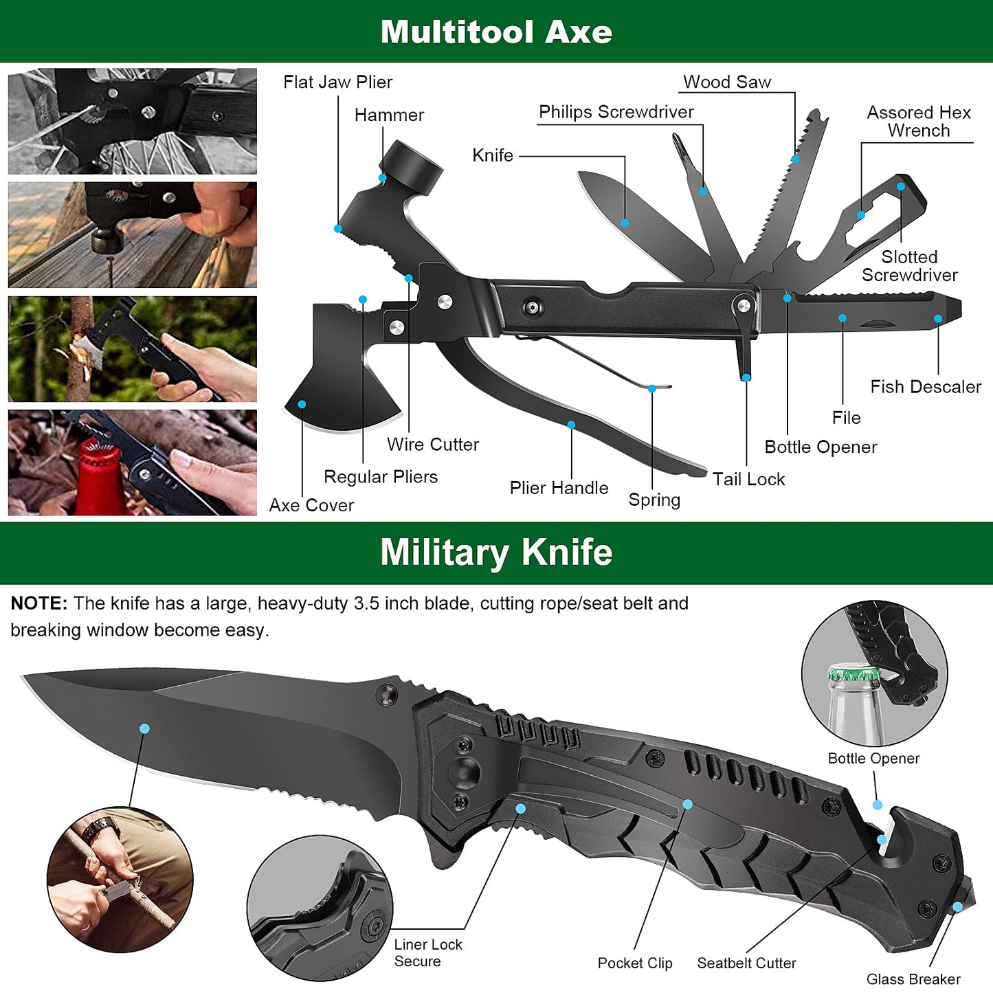 Emergency Survival Kit and First Aid Kit, 142Pcs Survival Gear and Supplies Equipment with Molle Pouch, Gift for Christmas Men Dad Husband Camping Essentials Hiking Hunting Outdoor Adventure (Black)
