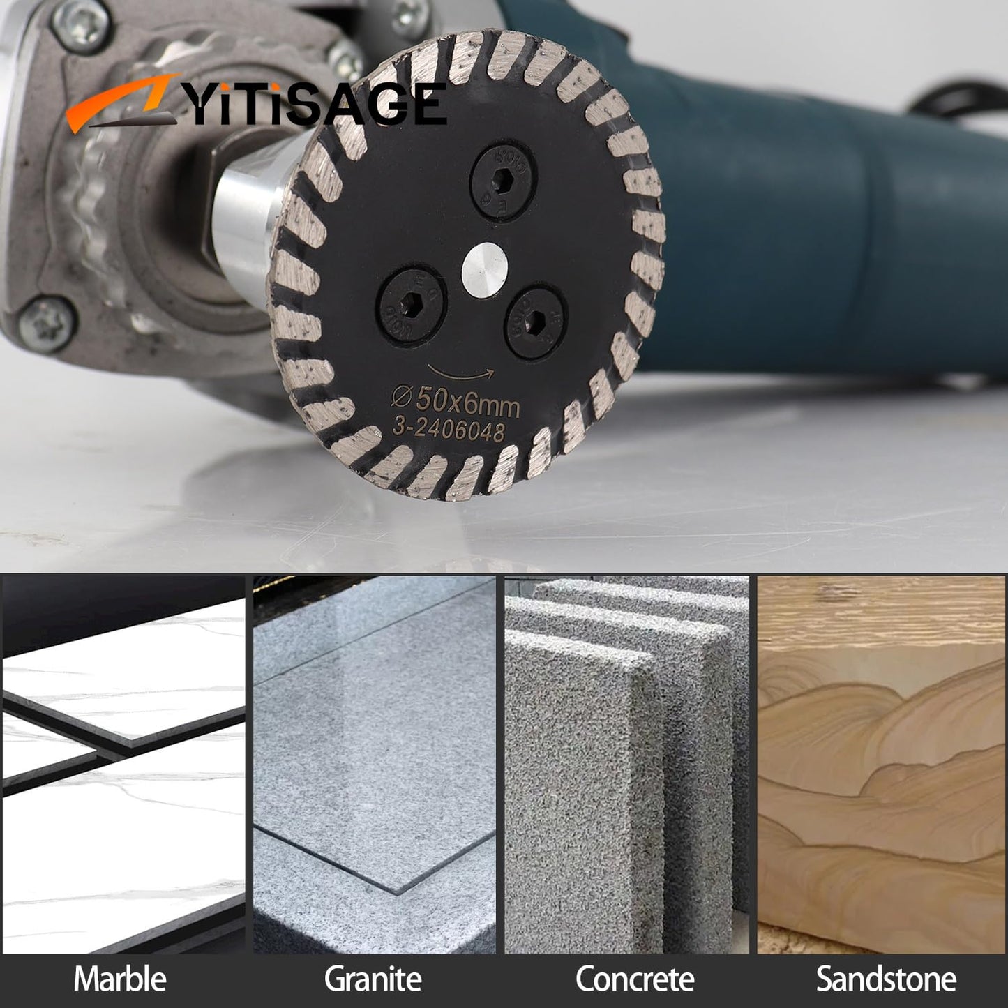 YITISAGE Diamond Turbo Mini Engraving Saw Blades with RemovabIe Flange 5/8-11 Cutting Disc for Carving Concrete Marble Granite Stone（50mm）