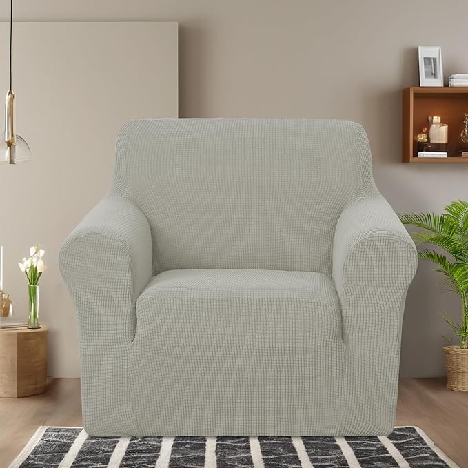U-NICE HOME Stretch Recliner Chair Cover, Pet Friendly Armchair Slipcover Furniture Protector, Washable Couch Cover, Taupe
