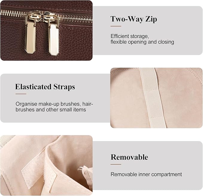 honitty Makeup Bag, Travel Make up Case with Compartments and Handle, Portable Cosmetic Organizer Bags,Toiletry Bag for Women